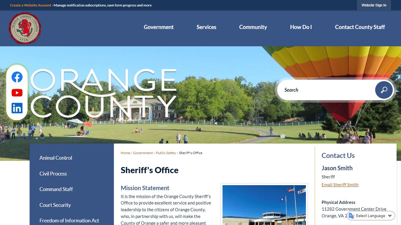 Sheriff's Office | Orange County, VA - Official Website