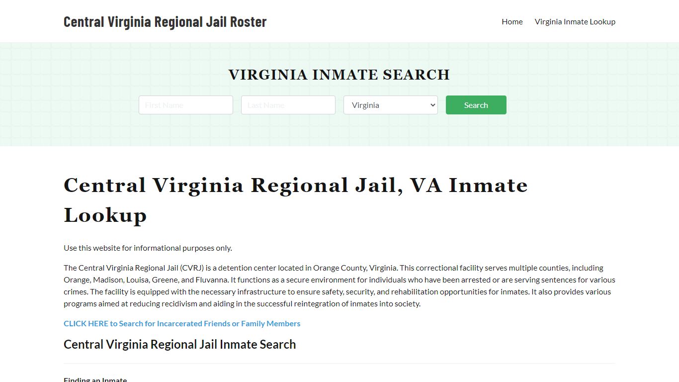 Central Virginia Regional Jail, VA Inmate Roster, Offender ...