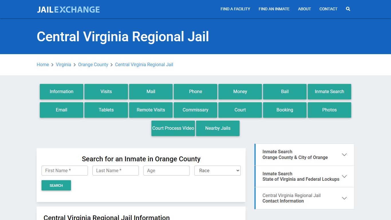 Central Virginia Regional Jail Roster Lookup, VA, Inmate Search